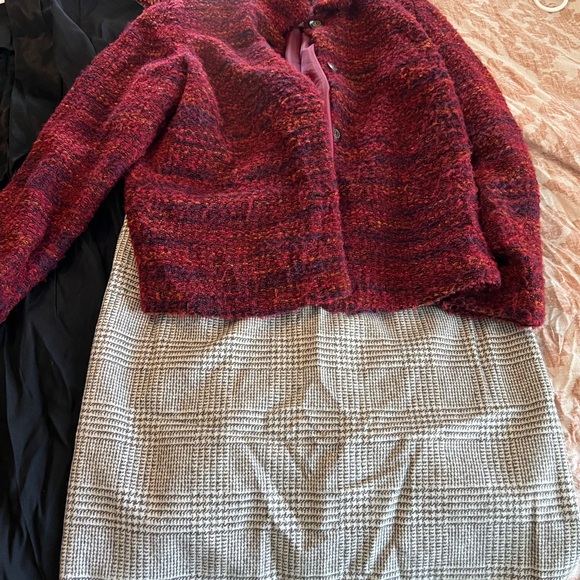 Requirements Burgundy Textured Blazer Jacket Size 12 Fall Layering - Picture 4 of 4